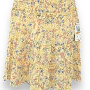 Hippie Rose - Tiered Ruffled Skirt Floral Yellow Print, Size Small NWT